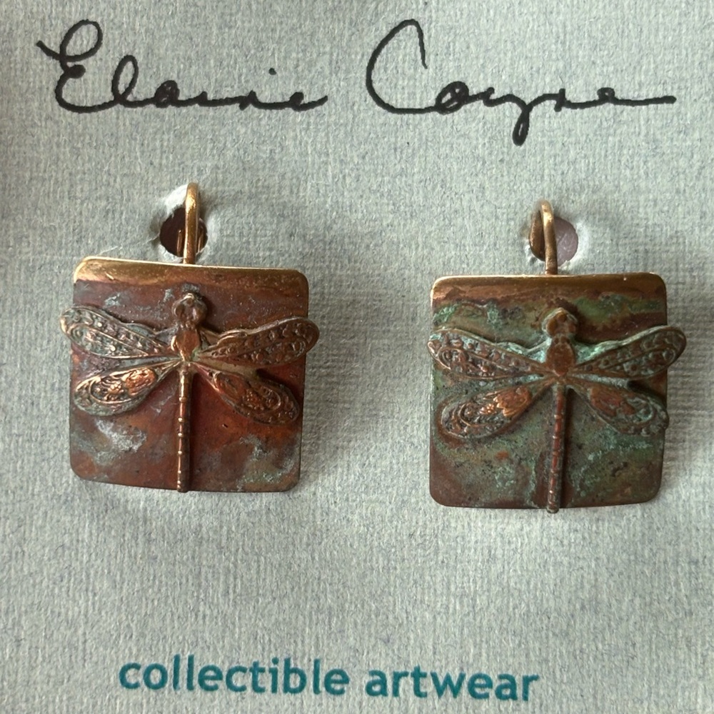 NWT Elaine Coyne Verdigris Brass Earrings